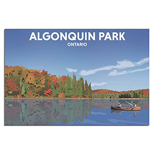 Metall-Blechschild Algonquin Park Ontario See Vintage Reise Blechschild Vintage rustikale Dekoration Höhle Café Bar Schlafzimmer Zuhause Wanddekoration nostalgisches Blechschild 20 x 30 cm von DBKGHIEDHG