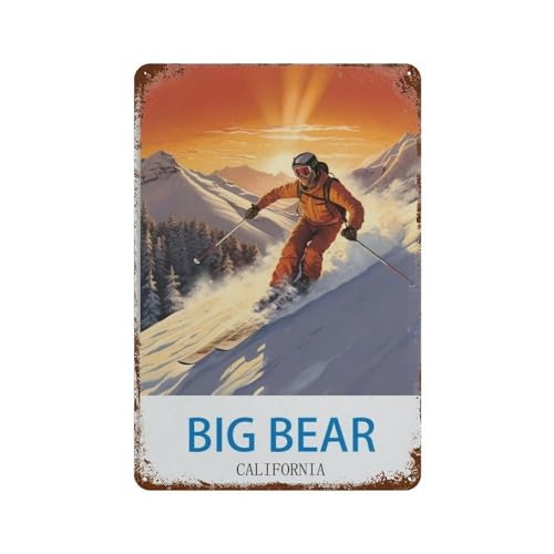 Metallschilder, Big Bear California Poster, nostalgische Männerhöhle, Blechschild, zum Aufhängen, Wandschild, Küche, Schuppen, Garage (20 x 30 cm), L85 von DBKGHIEDHG