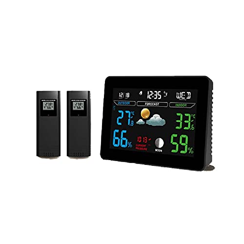 DBOATB LED-Wetterstation mit Außensensor Wireless， Digitale Wetterstationen Vorhersage mit Temperatur/Feuchtigkeit/Vorhersage/Wecker， für Home Office von DBOATB