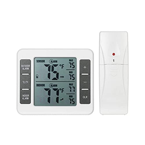DBOATB Wecker mit Wetterstationen Wetteruhr Digitales LCD-Thermometer Innen- und Außenwetterstation Funksender zeigt minimalen maximalen Temperaturwert an Großes Display und Atom von DBOATB