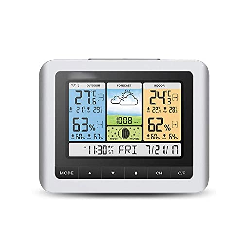DBOATB Wecker mit Wetterstationen Wireless Home Thermometer Feuchtigkeitsmesser USB Outdoor Vorhersage Sensor Uhr Digitale Wetterstation Weiße Farbe Großes Display und Atomuhr von DBOATB