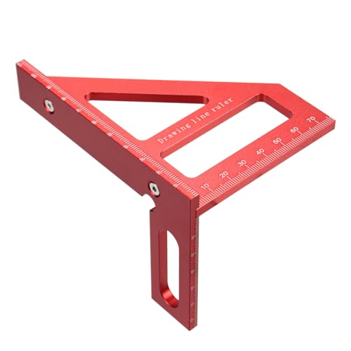 DBOO 3D-Mehrwinkel-Messlineal – Aluminiumlegierung 45/90 Grad Winkelmesser für Holzbearbeitung & Tischler, tragbares Ingenieurwerkzeug mit verdicktem Anti-Verschiebungs-Design (rot) von DBOO