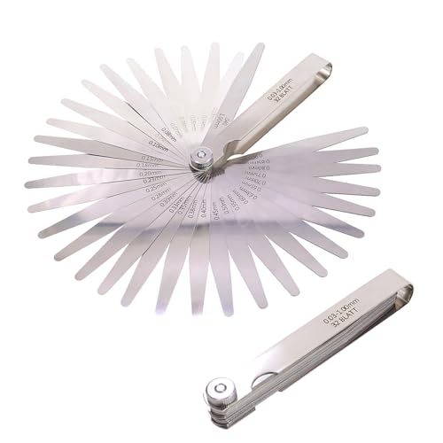 DBOO Feeler Gauge 32 Blades 0.03-1.00mm,0.001-0.04" Edelstahl Feeler Gauge Metrisch/Imperial von DBOO