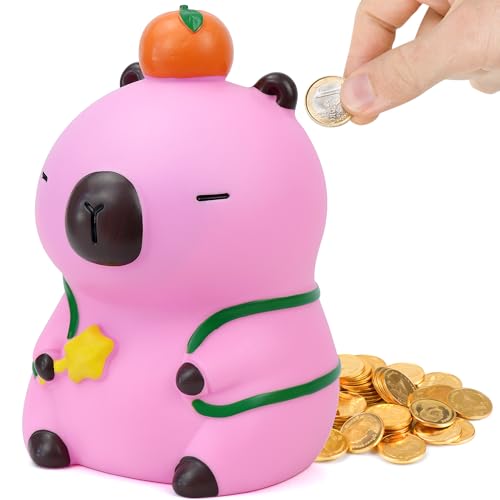 DBPBToU Spardose Kinder, Capybara Spardose Kawaii Münze Spardose Spardose für Kinder Spardose Mädchen, Spardosen für Jungen und Mädchen Zimmer Dekoration Geburtstagsgeschenk (Rosa) von DBPBToU