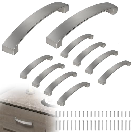 DBREAKS 10 Stück Möbelgriff, 128mm Lochabstand Stangengriff, Schubladengriffe mit Schrauben, Küchengriffe Schrankgriffe Bügelgriff Kommodengriff, Türgriffe für Küchenschränke(Silber) von DBREAKS