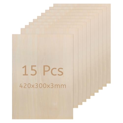 DBREAKS 15 Stück Linde Sperrholz Sperrholzplatte Balsaholz 3mm, A3 Linde Blatt Holzplatte, Lasercut Holz, Laser Holz für Laserschneiden Lasergravur, 42CM*30CM DBREAKS 15 Stück Linde Sperrholz Sperrholzplatte Balsaholz 3mm, A3 Linde Blatt Holzplatte, Lasercut Holz, Laser Holz für Laserschneiden Lasergravur, 42CM*30CM von DBREAKS