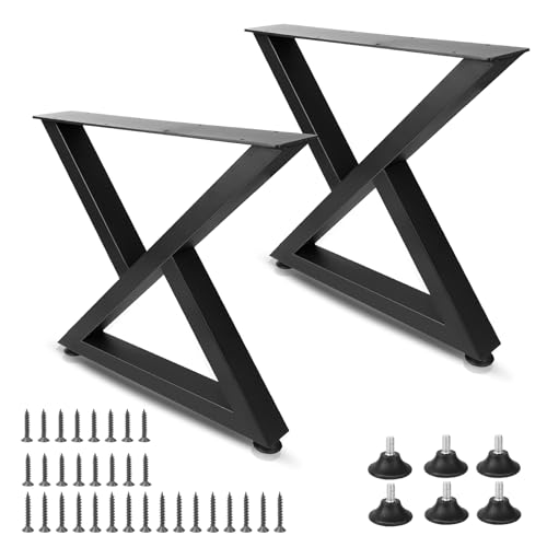 DBREAKS 2 Stück Tischkufen, X-Form Tischbeine, 40cm Industrial Tischgestell Tischkufen, Schwarz Möbelfüße für Sitzbank, Metall Tischbeine für Couchtisch, Schreibtisch, Sitzbank, Esstisch von DBREAKS