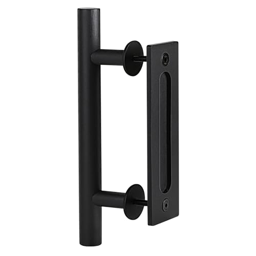 DBREAKS 30CM Scheunentor Griff, Schwarze Türgriffe, Schiebetür zieht-Griff, Küchengriffe, Türdrücker, Scheunentorgriff, Door Handle für Eine Holztür, Schranktür(Orbicular) von DBREAKS