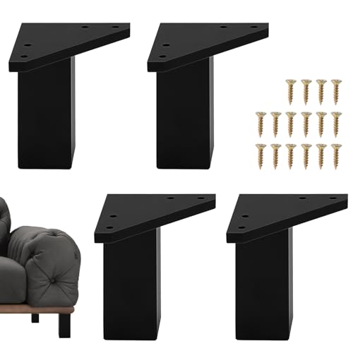 DBREAKS 4 Möbelfüße, Vierkant-Profil Möbelbeine, 10 cm Möbelfüße Schwarz, Lowboard Möbelfüsse, Zum Höher Erhöhen Und Nivellieren Von Möbeln, Für Schrank Tischen Couchtisch, Schrauben Inklusive von DBREAKS