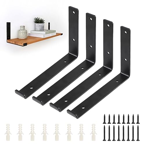 DBREAKS 4 Stk Regalhalterung Schwarze, L-Form Regalhalter, Wandregal Halterung, Heavy Duty Regalhalterung, Regalträger Metall, Für Bücherregale, Schrankregale, Badezimmerregale, Blumenregale,25cm DBREAKS 4 Stk Regalhalterung Schwarze, L-Form Regalhalter, Wandregal Halterung, Heavy Duty Regalhalterung, Regalträger Metall, Für Bücherregale, Schrankregale, Badezimmerregale, Blumenregale,25cm von DBREAKS