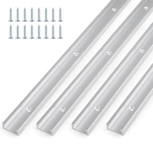 DBREAKS 4 Stück T Slot Track 40cm T Nut Schiene Aluminium-T-Nut T Track T Nut Gehrungsschiene, T Schienenrampe Tschiene mit Schrauben für Tischsäge Router Holzbearbeitung von DBREAKS