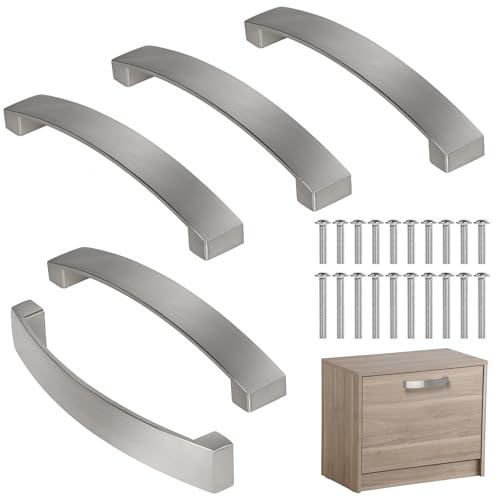 DBREAKS 5 Stück Möbelgriff, 128mm Lochabstand Stangengriff, Schubladengriffe mit Schrauben, Küchengriffe Schrankgriffe Bügelgriff Kommodengriff, Türgriffe für Küchenschränke(Silber) von DBREAKS
