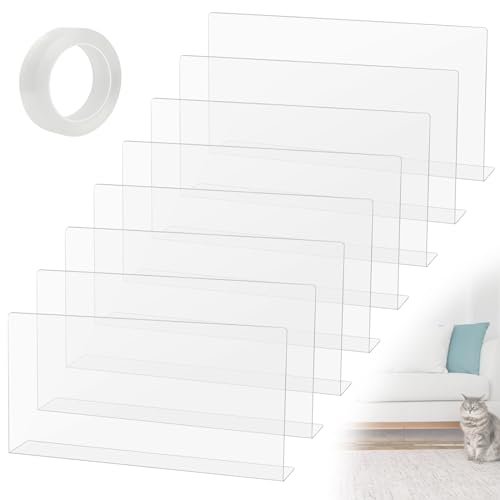 DBREAKS 8 Stück Spielzeugblocker Für Möbel, Spielzeugblocker Couch 40x20x5CM, Kratzschutz Sofa Katze, Transparente Spielzeugblocker für Möbel mit Klebeband, Spielzeug Blocker unter Sofa von DBREAKS