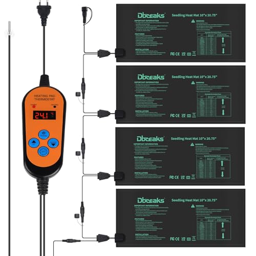 DBREAKS Heizmatte mit Thermostat, 30W Zimmergewächshaus Wärmematte, 4 Heizmatten mit 1 Controller, IP67 Gewächshaus Wärmematte Wasserdicht, Heizmatte Pflanzen mit Thermostat Digitales für Sämling DBREAKS Heizmatte mit Thermostat, 30W Zimmergewächshaus Wärmematte, 4 Heizmatten mit 1 Controller, IP67 Gewächshaus Wärmematte Wasserdicht, Heizmatte Pflanzen mit Thermostat Digitales für Sämling von DBREAKS