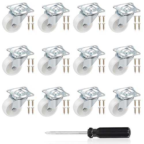 DBREAKS Lenkrollen Set Ø38MM, 12 Stücke Rollen für Möbel, Möbelrollen ohne Bremse, 360° Drehbar Rollen, Industrierollen Weiß, mit 1 Schraubendreher und 48 Schrauben, Höhe 50MM, Gesamttragkraft 240KG DBREAKS Lenkrollen Set Ø38MM, 12 Stücke Rollen für Möbel, Möbelrollen ohne Bremse, 360° Drehbar Rollen, Industrierollen Weiß, mit 1 Schraubendreher und 48 Schrauben, Höhe 50MM, Gesamttragkraft 240KG von DBREAKS
