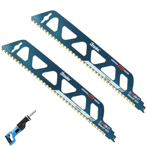 DBREAKS Säbelsägeblatt, 2 Stk Säbelsägeblatt Hartmetall, Säbelsägeblatter Stein, Sägeblatt Porenbeton, Zubehör Säbelsäge für Ziegelstein/Beton/Gasbeton, Einhell/Bosch/Makita/Dewalt(S3243HM/505mm) von DBREAKS