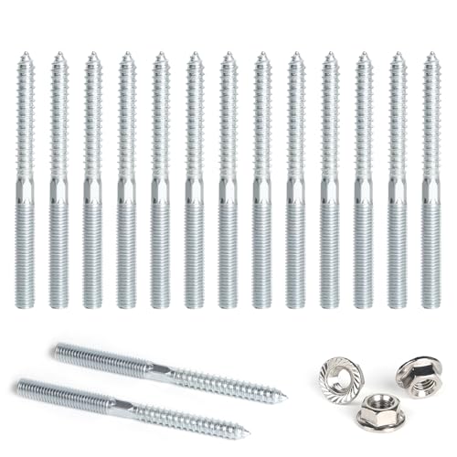 DBREAKS Stockschrauben Torx, 15Stk Doppelkopfschrauben, M8*80mm Doppelgewindeschrauben, Doppelseitige Dübelschrauben mit Sperrzahnmuttern, Schraubstifte Gewinde, Verzinkte Doppelgewinde für Möbel von DBREAKS