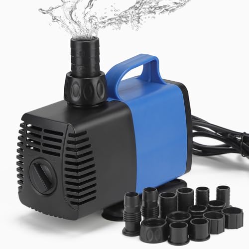 DBREAKS Teichpumpe Filterpumpe 3500L/H Wasserpumpe Bachlaufpumpe mit 5 Düse Aquariumpump für Springbrunnen Aquarium Pumpe 35W Springbrunnenpumpe Teich Fontänenpump von DBREAKS