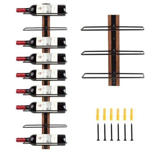 DBREAKS Weinregal zur Wandmontage, Weinregal Wand, für 9 Weinflaschen, Wine Rack Holz, Weinregal Schmal, Flaschenregal, Weinhalter für Weinflaschen, Weinregal Metall für Weinkeller, Bar, Schwarz von DBREAKS