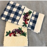 Kreuzstich Küchentuch - Aubergine Und Anderes Gemüse Kitchen Decor von DBSTITCHESCrafts