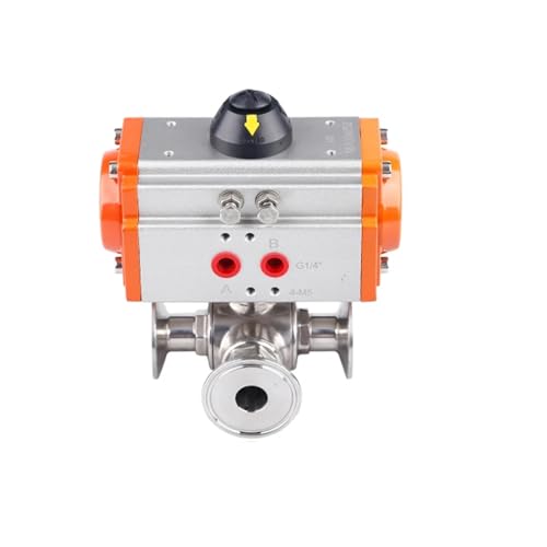 38mm 3 Way Pneumatic Ball Valve Tri Clamp Ferrule Type Double Acting Cylinder(T Type) von DBTGCFPW