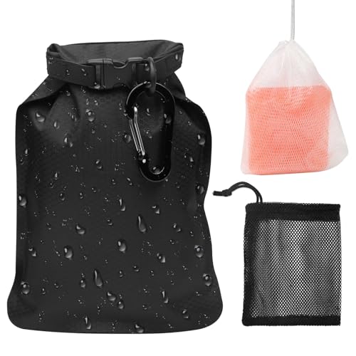 Seifensäckchen mit Seifenschaumbeutel Haken - Schwarz Seifenbeutel für Haarseife, Reise-Seifenbehälter, Travel Mobiler Seifenbehälter, Schnell Trocknende Seifentasch für Reisen Camping Außenbereich von DBTW