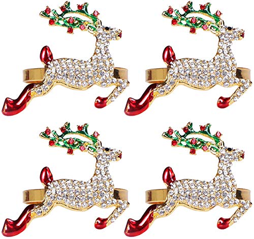 DBThing Serviettenringe 6er Set Silber 6er Set Serviettenringe Weihnachten Feiertage Thanksgiving (Hirsch 2) von DBThing