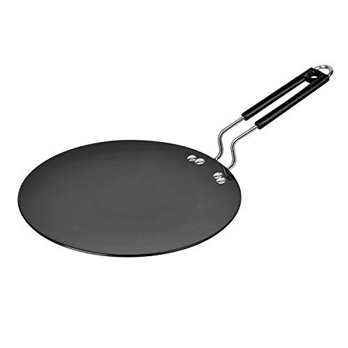 Harteloxierte konkave Tawa mit Stahlgriff Aluminium Chapati Tawa Roti Pfanne Paratha Tawa Grillpfanne Tava Krepppfanne harteloxiertes Aluminium Tava indische Chapati Pfanne (4 mm) von DBY