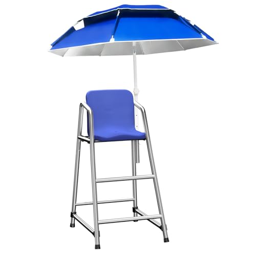 DBYRPF 120/150/180 cm hoch Edelstahl Lifeguard StuhlBelastbarkeit 300 kg, Schwimmbad-Rettungsstuhlfür Terrasse Pool Bar Strand mit Sonnenschirmhalter (120 cm w/Sunshade) von DBYRPF