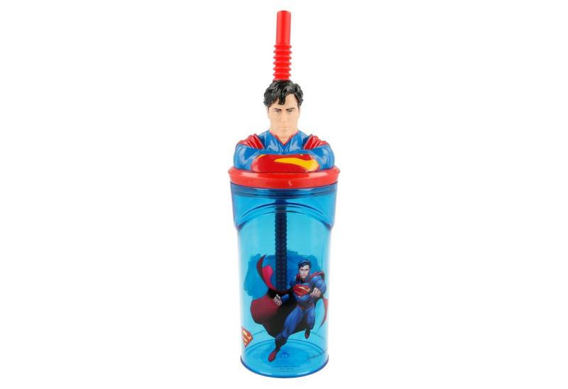 DC Comics Kinderbecher DC Comics Superman 3D Deckel Kinder Trinkbecher 360 ml, BPA-Frei, Becher mit integriertem Halm von DC Comics