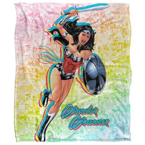 Wonder Woman Überwurfdecke mit Comic-Charakteren, seidig, superweich, 152 x 127 cm von DC Comics