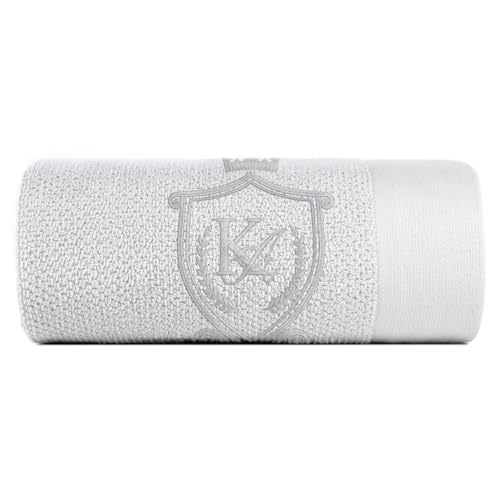 DC DECORATORE HOME & STYLE Luxus Handtuch mit Bestickung - Initialen - Personalisiert - Baumwolle - Elegant - Dusch- und Badetuch - Frottee - Geschenkidee Hochzeit Jubiläum - 50x90cm – Weiß von DC DECORATORE HOME & STYLE