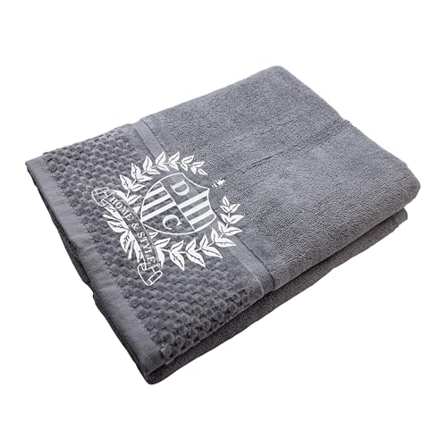 DC DECORATORE HOME & STYLE Luxus Handtuch mit Bestickung - Initialen - Personalisiert - Baumwolle - Elegant - Dusch- und Badetuch - Frottee - Geschenkidee Hochzeit Jubiläum - 70x140cm – Grau von DC DECORATORE HOME & STYLE