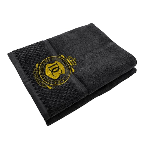 DC DECORATORE HOME & STYLE Luxus Handtuch mit Bestickung - Initialen - Personalisiert - Baumwolle - Elegant - Dusch- und Badetuch - Frottee - Geschenkidee Hochzeit Jubiläum - 70x140cm – Schwarz von DC DECORATORE HOME & STYLE