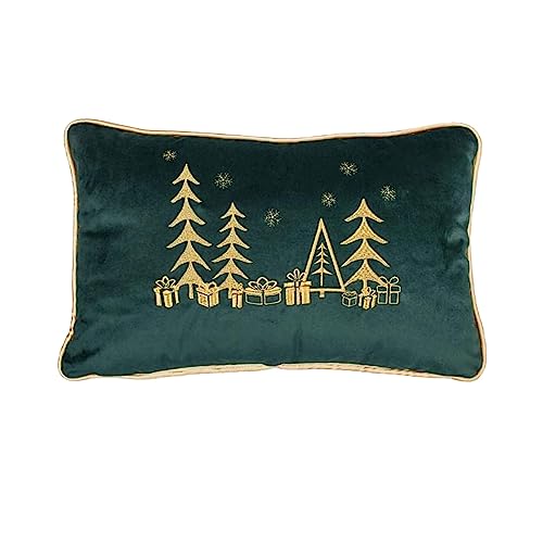 DECORATORE Bestickter dekorativer Kissenbezug Christmas Trees Velvet Premium – Christmas Tree Pillow Cover – Christmas Decorations – Christmas Decor - Möglichkeit der Personalisierung - 35x55cm von DC DECORATORE HOME & STYLE