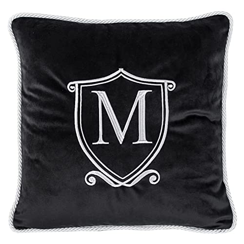 DECORATORE Bestickter dekorativer Kissenbezug Monogram II Velvet Premium - Weißer Kissenbezug - Dekorativer Kissenbezug - Kissenbezug - Bettkissen - Möglichkeit der Personalisierung - 45x45cm von DC DECORATORE HOME & STYLE