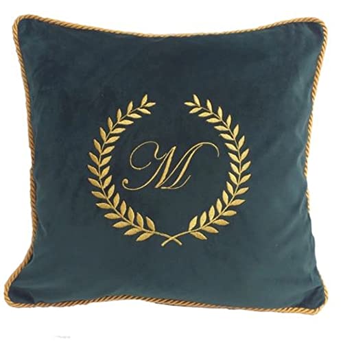 DECORATORE Bestickter dekorativer Kissenbezug Monogramm Laur Samt Premium | Samt Kissenbezüge | Sofakissen mit verstecktem Reißverschluss | Raumdekoration - Möglichkeit der Personalisierung - 45x45cm von DC DECORATORE HOME & STYLE