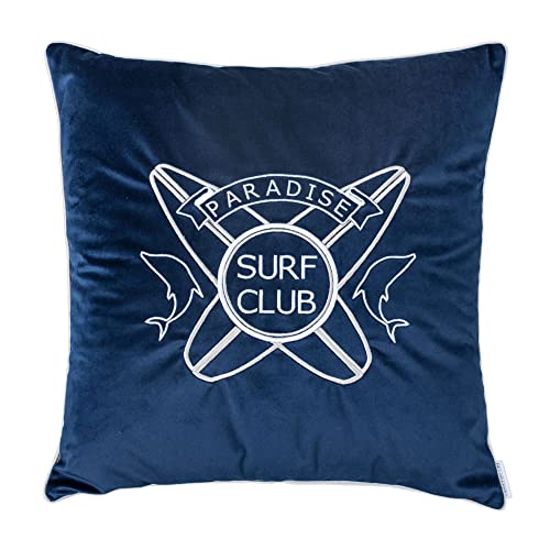 DECORATORE Bestickter dekorativer Kissenbezug Surf Club I Velvet Premium - Dekorativer Bezug Kissen - Standard Kissenbezug - Wurfkissen - Möglichkeit der Personalisierung - 45x45cm von DC DECORATORE HOME & STYLE