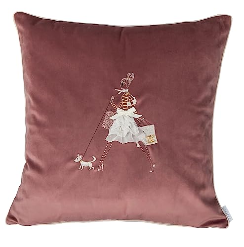 DECORATORE Fashion Woman III Velvet Premium – Personalisierter bestickter Deko-Kissenbezug + Füllung – Sofakissenbezüge für Sofakissen – Dekokissenbezüge 35x55cm von DC DECORATORE HOME & STYLE