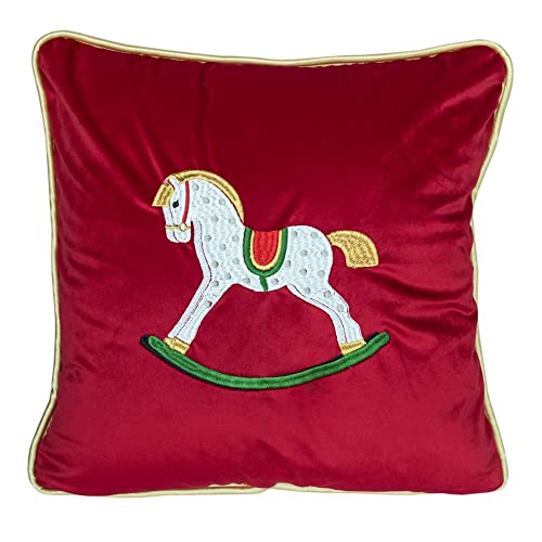 DECORATORE Pillowcase Rocking Horse Velvet Premium - Horse Cushion Cover - Horse Pillow Cover - Horse Decor Cushion - Möglichkeit der Personalisierung - 45x45cm von DC DECORATORE HOME & STYLE