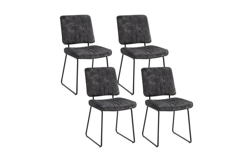 DC Living Esszimmerstuhl 4er Set in Anthrazit aus Vintage Samtstoff 45x83x61 cm (BxHxT) (B 45, H 83, T 61 cm) von DC Living