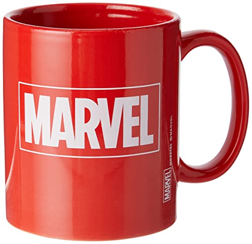 Tasse mit Marvel Logo in Geschenkbox (Rotes Logo Design) 315ml Keramikbecher - Offizieller Lizenzartikel von Marvel