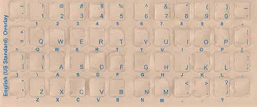 Englisch Tastatur Overlays Aufkleber, Etiketten, blau transparent Zeichen für weiß/elfenbein Farbe Tastaturen. Aus Lexan Material und 3 m selbstklebend auf der Rückseite Aufkleber Wo die Buchstabe Gedruckt ist nie in Kontakt mit Schreibkraft Finger verhindern verblassen Buchstaben von DC Universe