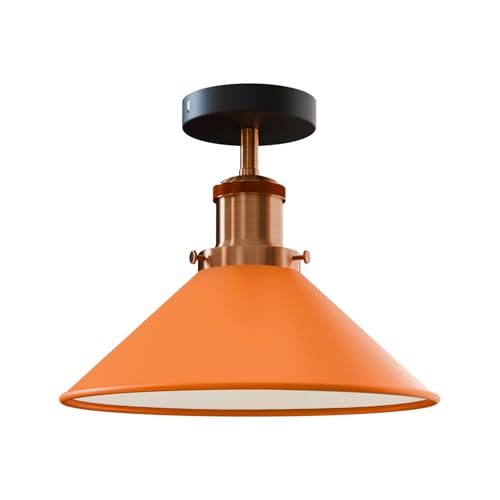 DC-Spannung, moderne Unterputz-Deckenbeleuchtung, LED-Leuchten, halbbündige Leuchte, Pendelleuchte, Kronleuchter, Metall, kegelförmiger Lichtschirm für Flur, Wohnzimmer, Lounge (Orange 2) von DC VOLTAGE