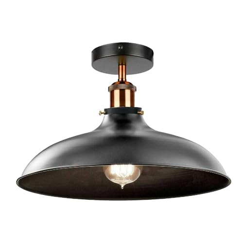DC VOLTAGE 2er-Pack Vintage Semi Flush Mount Shade Deckenleuchte Industrielle Pendelleuchte Deckenleuchte (STIL 3 - Mit Glühbirne) von DC VOLTAGE