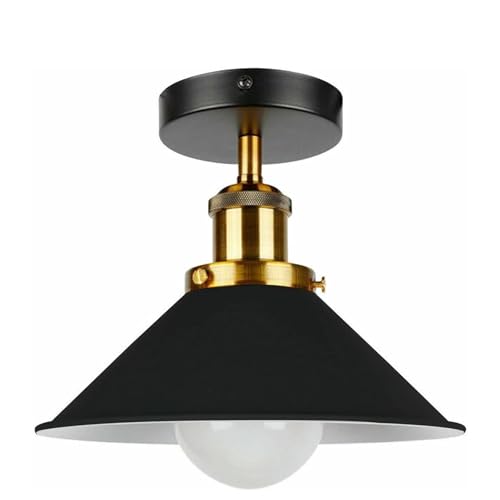 DC VOLTAGE 2er-Pack Vintage Semi Flush Mount Shade Deckenleuchte Industrielle Pendelleuchte Deckenleuchte (Schwarze Deckenleuchte) von DC VOLTAGE