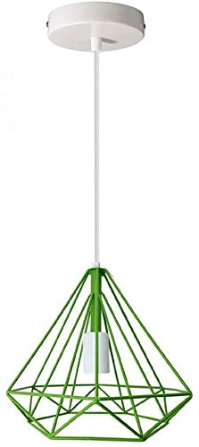 DC VOLTAGE Industrielle Retro Moderne Kronleuchter Hängelampe Diamantform Metall Käfig Hängelampe Deckenleuchten (Glühbirne ist optional) (Grün ohne Leuchtmittel) von DC VOLTAGE