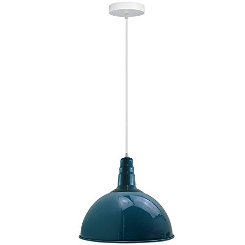 DC VOLTAGE Moderne, verstellbare Deckenpendelleuchte, 40 cm großer Lampenschirm, industrielle Deckenleuchten aus Metall mit E27-Sockel für Wohnzimmer (Blau) von DC VOLTAGE
