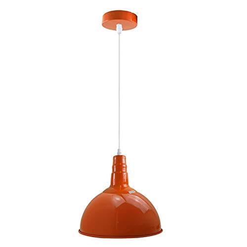 DC VOLTAGE Moderne, verstellbare Deckenpendelleuchte, 40 cm großer Lampenschirm, industrielle Deckenleuchten aus Metall mit E27-Sockel für Wohnzimmer (Orange) von DC VOLTAGE