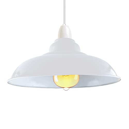 Moderner industrieller Deckenlampenschirm aus Metall, 32 cm großer, kurviger, einfach zu montierender Hängelampenschirm mit kostenloser Reduzierplatte für Wohnzimmer (Weiß) Moderner industrieller Deckenlampenschirm aus Metall, 32 cm großer, kurviger, einfach zu montierender Hängelampenschirm mit kostenloser Reduzierplatte für Wohnzimmer (Weiß) von DC VOLTAGE